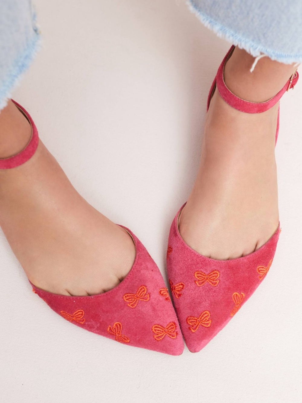 Anthropologie Embroidered Bow Ballet Flats Size 10